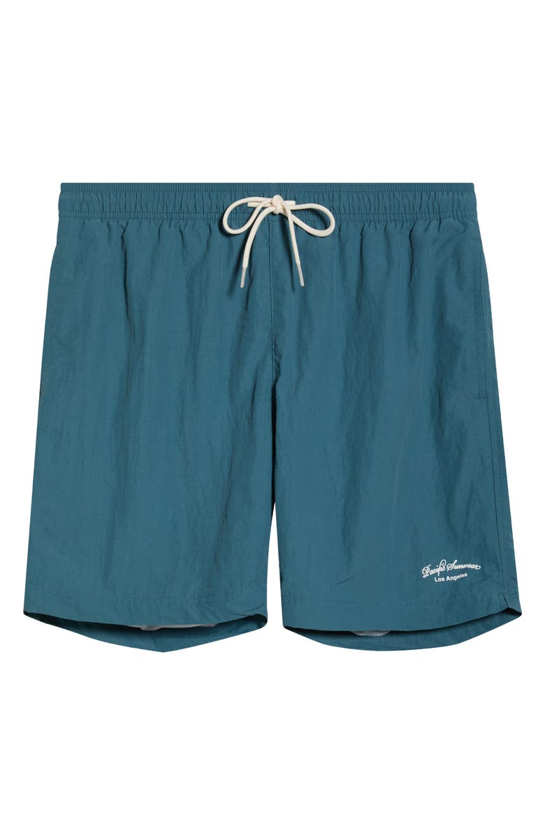 PacSun Collegiate Solid Swim Trunks, Main, color, Blue