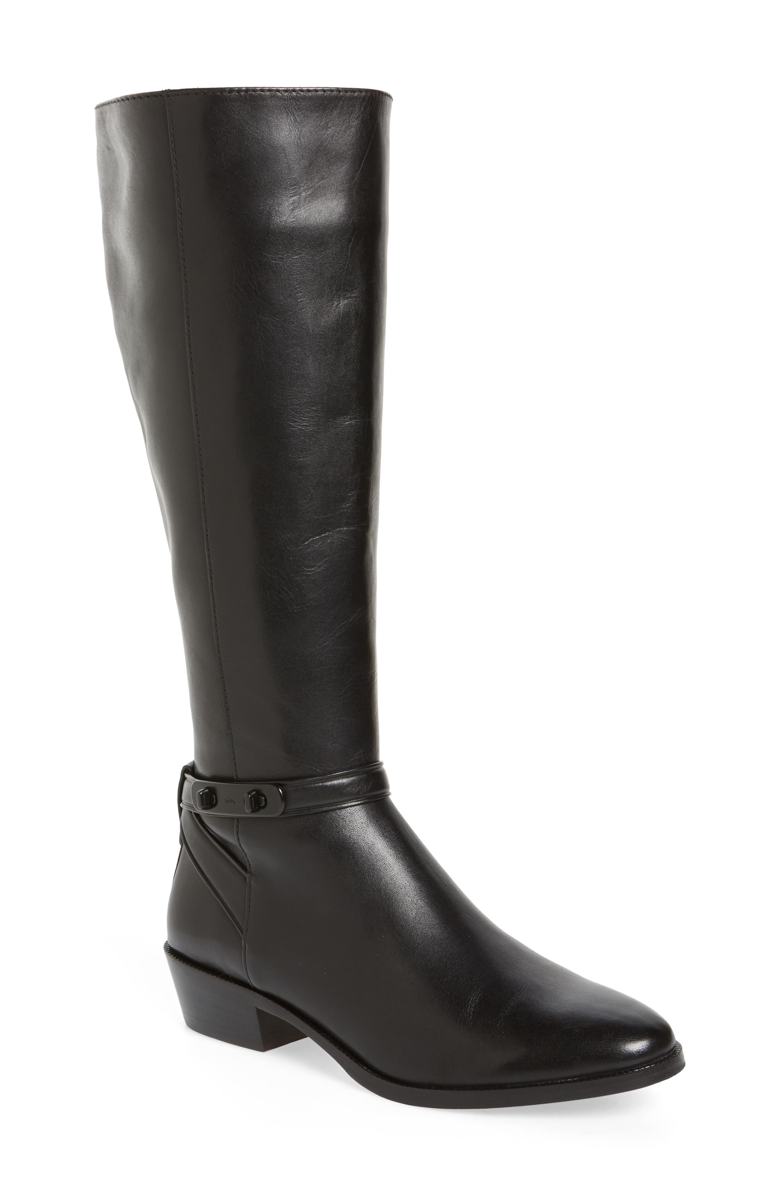 'Caroline' Tall Boot, Main, color, BLACK LEATHER NARROW CALF