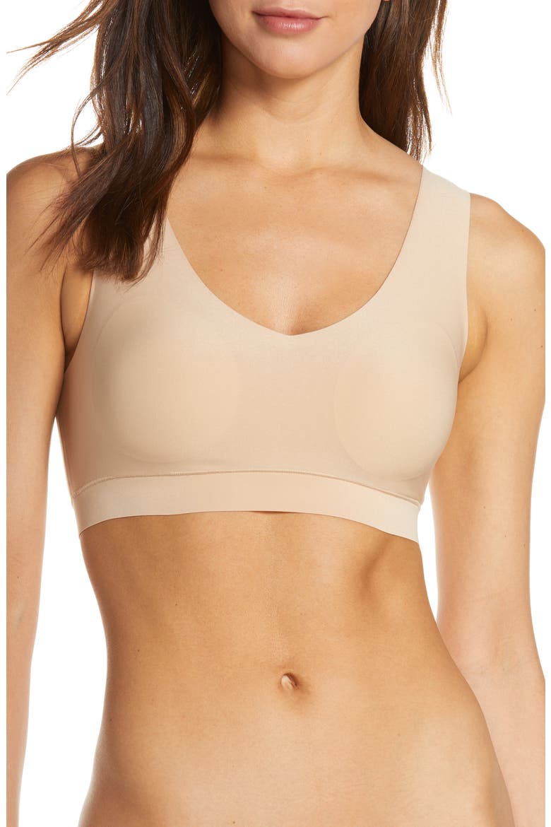 Soft Stretch Padded V-Neck Bralette, Main, color, NUDE
