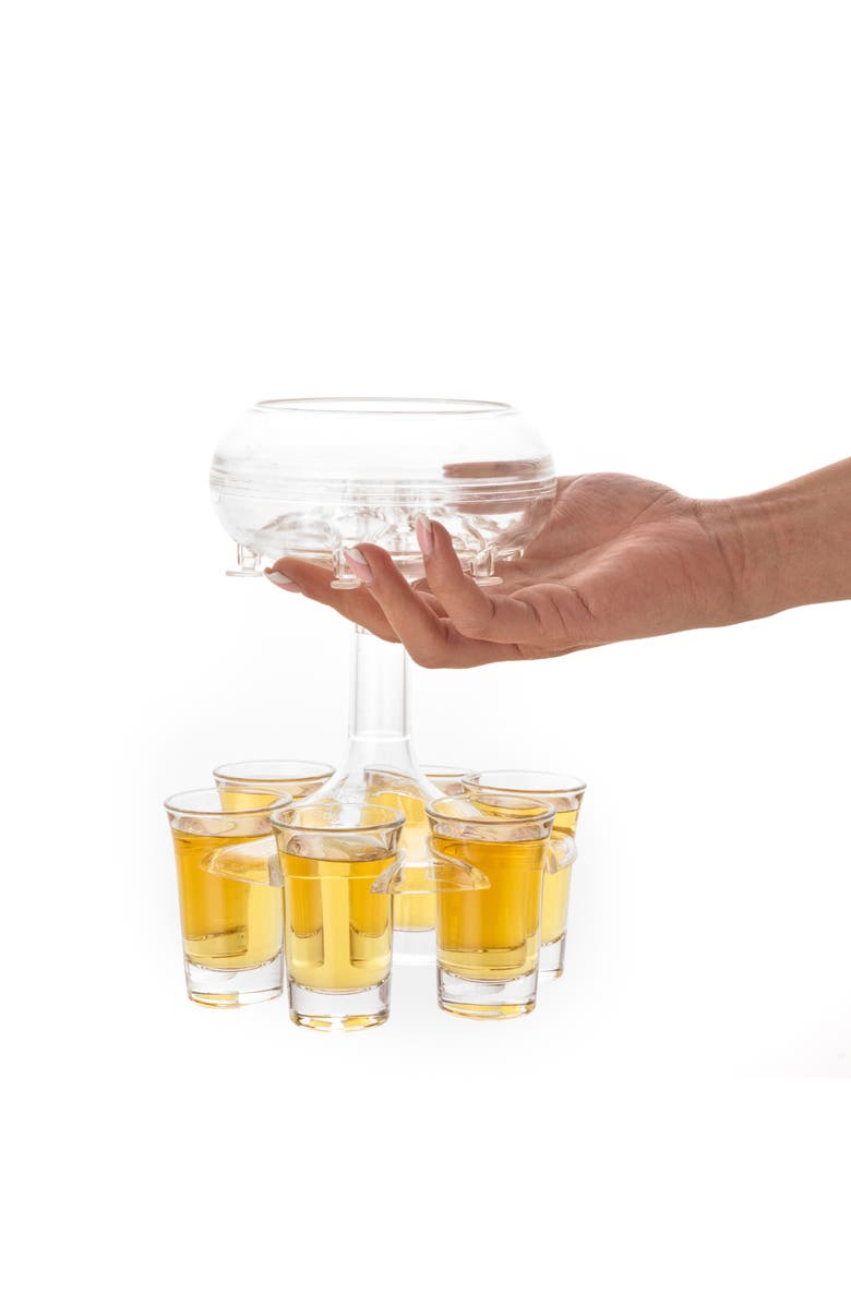 JoyJolt Shot Glass & Shot Dispenser 7-Piece Set, Alternate, color, Clear