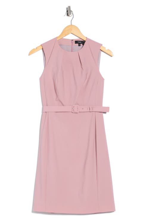 Pleat Neck Virgin Wool Blend Dress