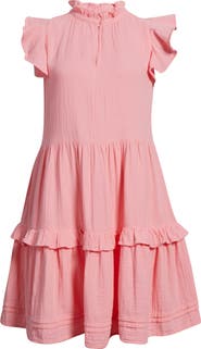Caslon® Ruffle Duo Cotton Gauze Dress