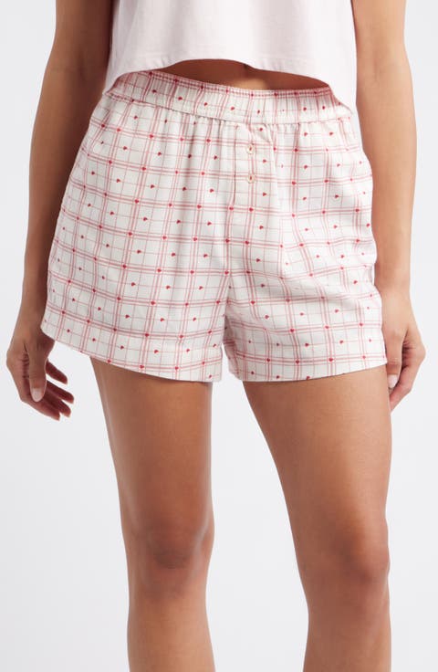 Print Cozy Flannel Boxer Pajama Shorts