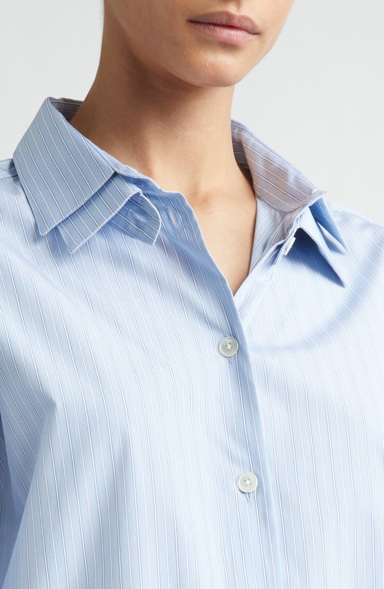Róhe Double Collar Stripe Shirt, Alternate, color, Blue Stripe