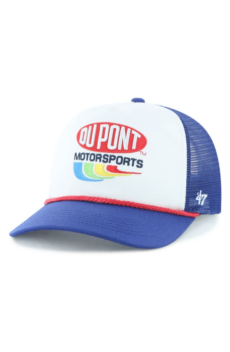 '47 Men's '47 White/Royal Jeff Gordon DuPont Rope Adjustable Trucker Hat, Alternate, color, White