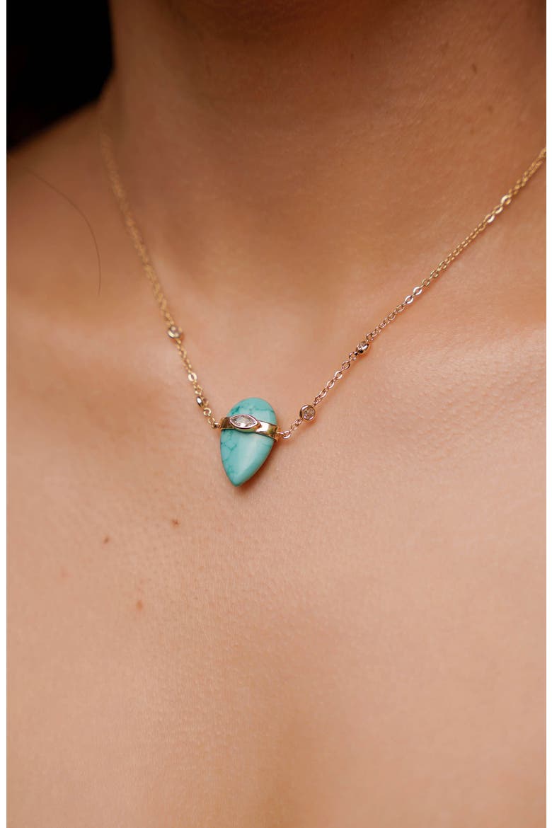 Turquoise & Cubic Zirconia Solstice Necklace, Alternate, color, TURQUOISE