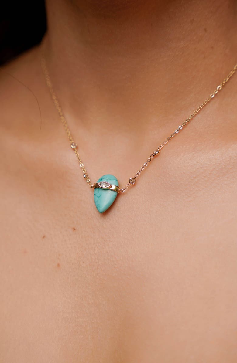 Ettika Turquoise & Cubic Zirconia Solstice Necklace, Alternate, color, Turquoise