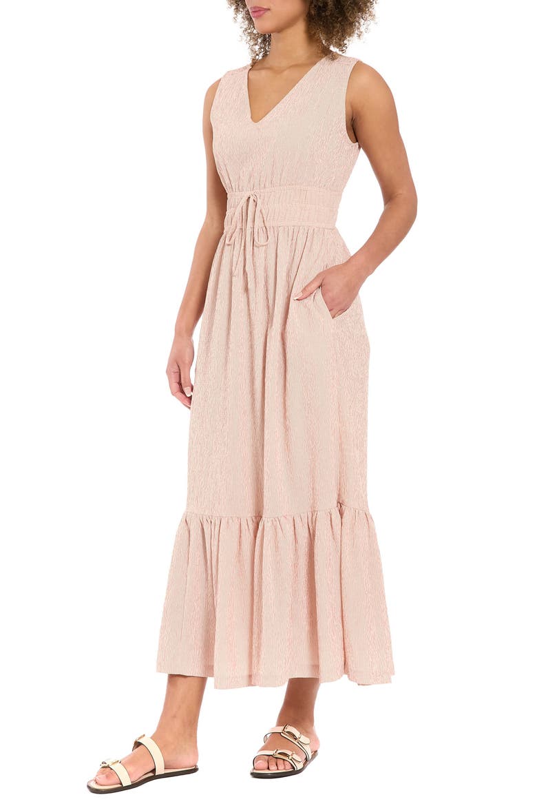 Sleeveless Tiered Maxi Dress, Alternate, color, PINK/ CREAM