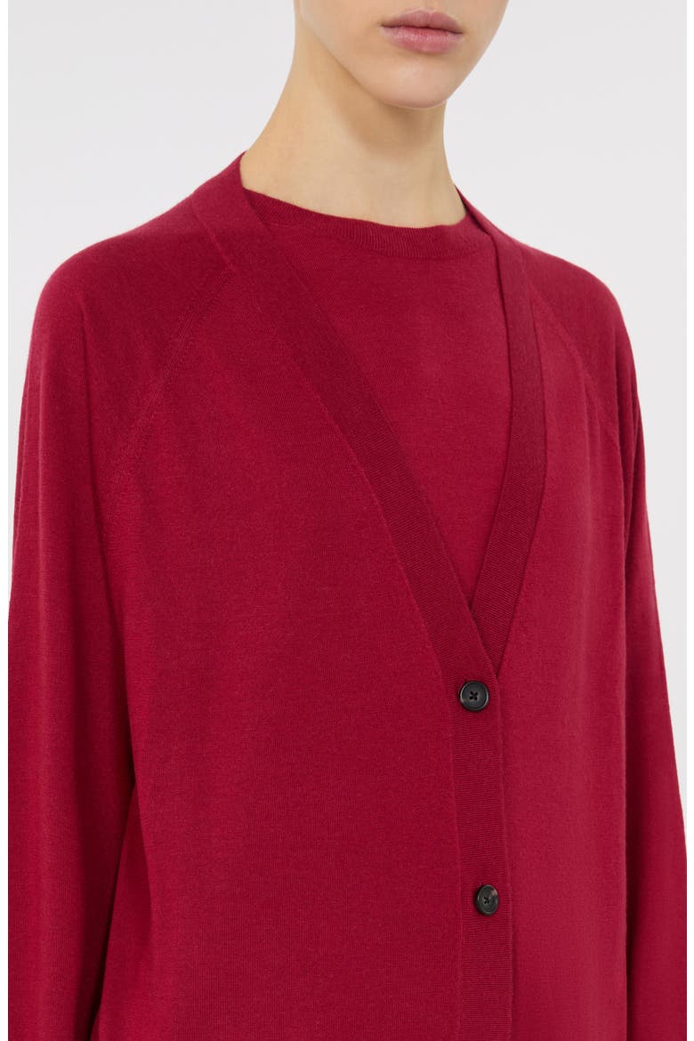 Clarino Wool & Cashmere Cardigan, Alternate, color, DARK RED
