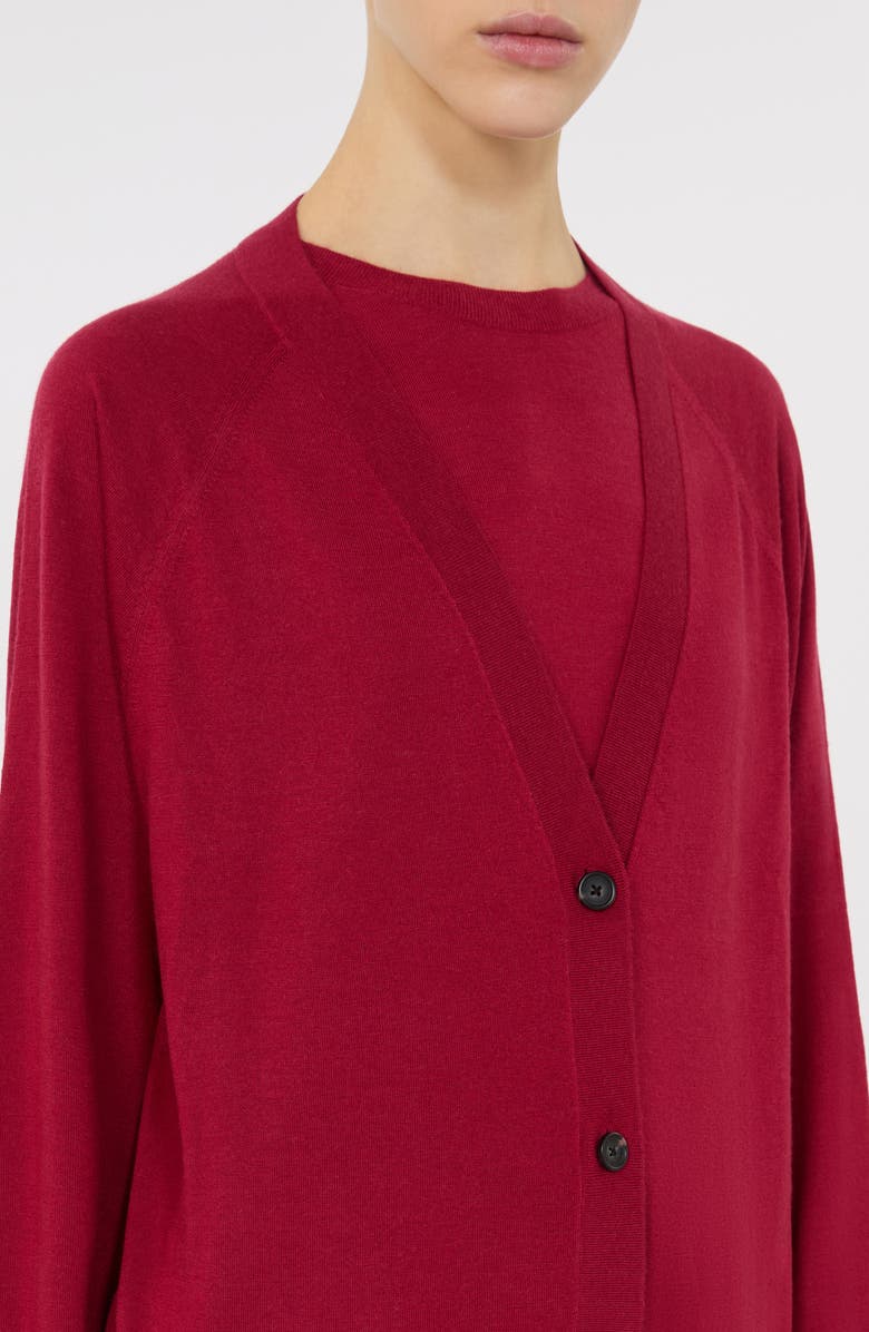 MM by Max Mara Clarino Wool & Cashmere Cardigan, Alternate, color, Dark Red