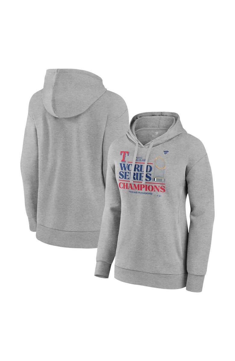 FANATICS Women's Fanatics Branded Heather Gray Texas Rangers 2023 World Series Champions Locker Room Plus Size Pullover Hoodie, Main, color, 
