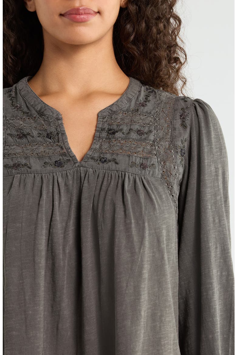 Mixed Stitch Peasant Top, Alternate, color, GRAY