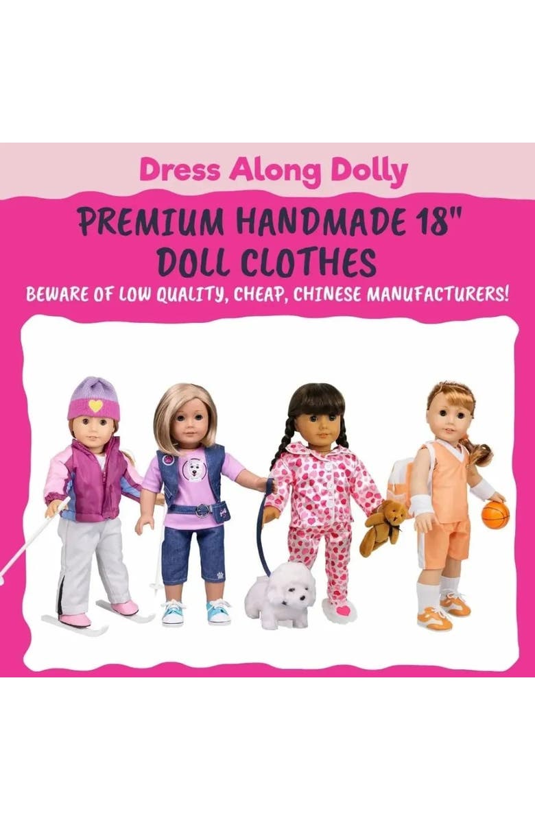 Dress Along Dolly Casual T-Shirt & Jeans 2pc Doll Outfit - Clothes & Accessories Compatible w 18" American Girl Dolls- Set Includes Jeans & Floral T Shirt, Gift Set, Alternate, color, White