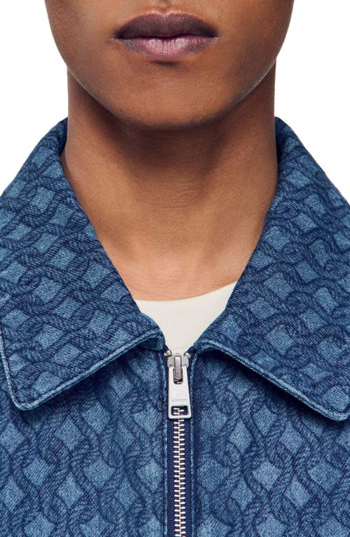 Sandro Mens Raw-denim Rope-motif Regular-fit Denim Jacket Xl In Blue