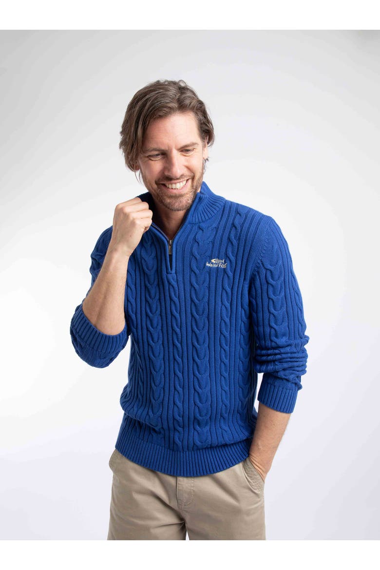 Heath 1/4 Zip Cable Knit Jumper, Main, color, Mazarine Blue
