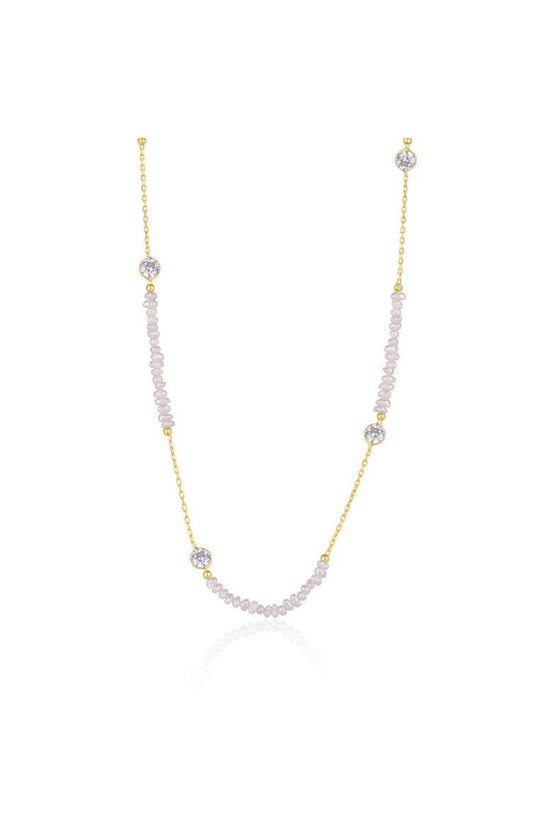 Baroque Irregular Pearl Jewelled Sterling Silver Chain Necklace In Gold, Main, color, Gold