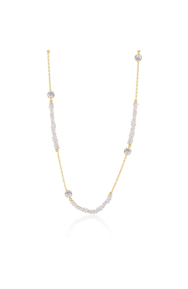 Spero London Baroque Irregular Pearl Jewelled Sterling Silver Chain Necklace In Gold, Main, color, Gold