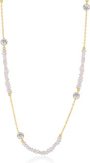 Spero London Baroque Irregular Pearl Jewelled Sterling Silver Chain Necklace In Gold