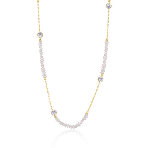 Spero London Baroque Irregular Pearl Jewelled Sterling Silver Chain Necklace In Gold In Gold
