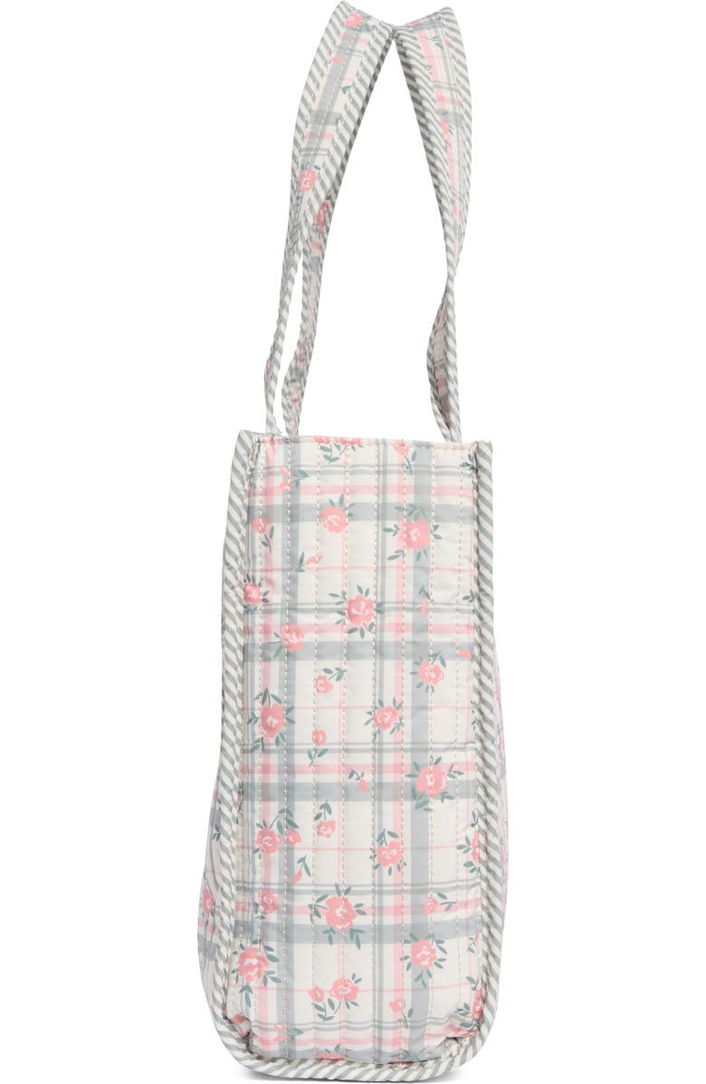 Nanette Lepore Floral Quilted Tote with Bear Charm & Crossbody Bag, Alternate, color, Dusky Pine Plaid Block Floral