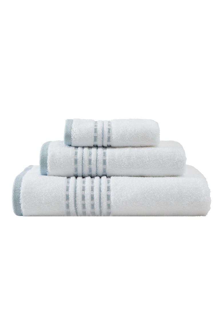 Cliff Side 3-Piece Towel Set, Main, color, WHITE/ STEEL BLUE