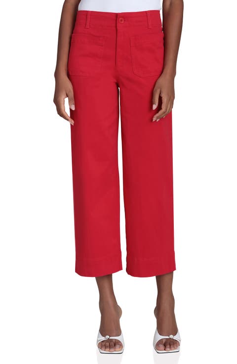 Cropped Cotton Twill Pants