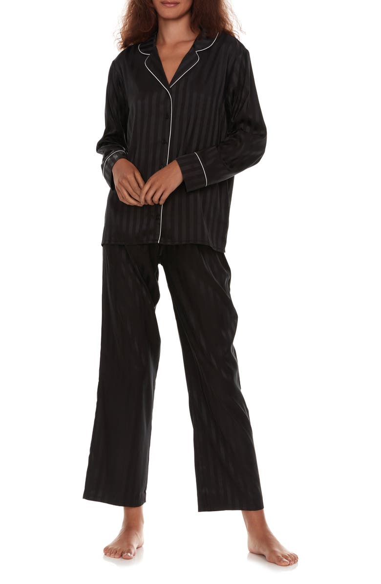 Flora Nikrooz Angela Shadow Stripe Long Sleeve Top & Pants Pajamas, Alternate, color, 