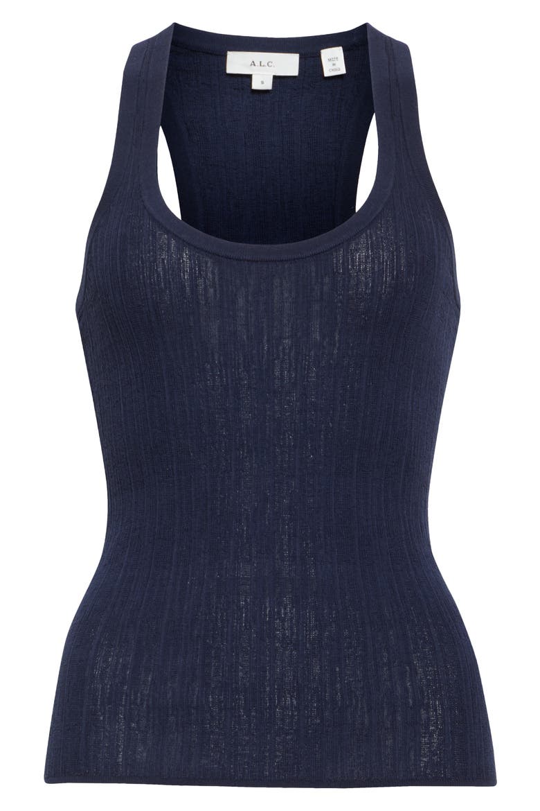 Iris Racerback Cotton Blend Tank, Alternate, color, NAVY