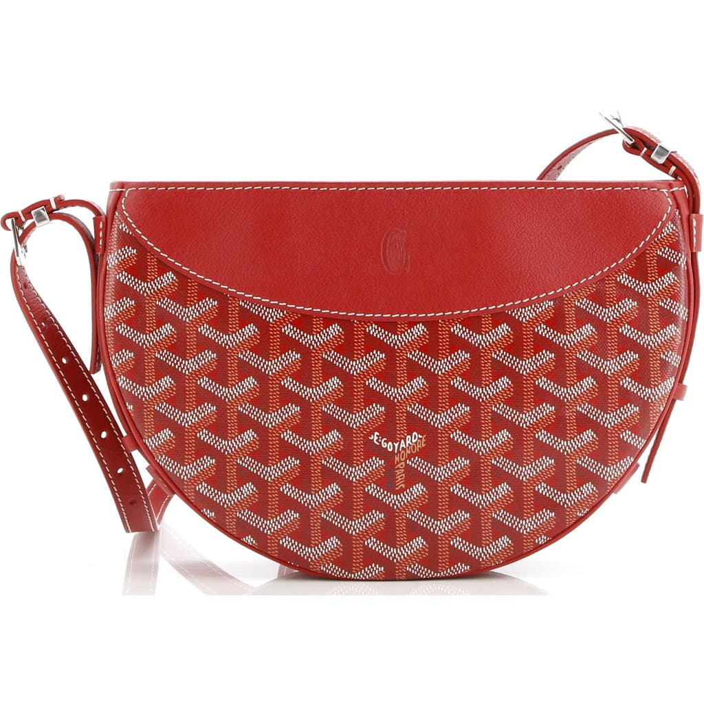 Pre-owned Goyard Goyard Hirondelle Shoulder Bag Coated Canvas And Leather In Red
