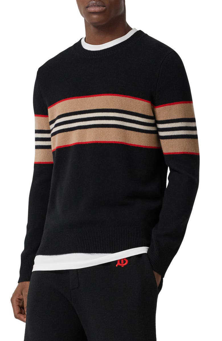 Burberry Icon Stripe Cashmere Sweater, Alternate, color, 