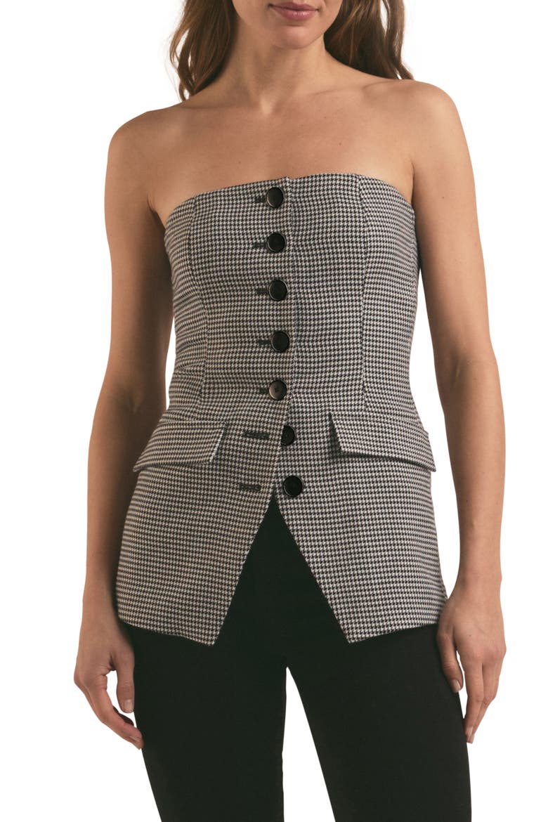 The Phoebe Bustier Top, Main, color, MICRO BW HOUNDSTOOTH