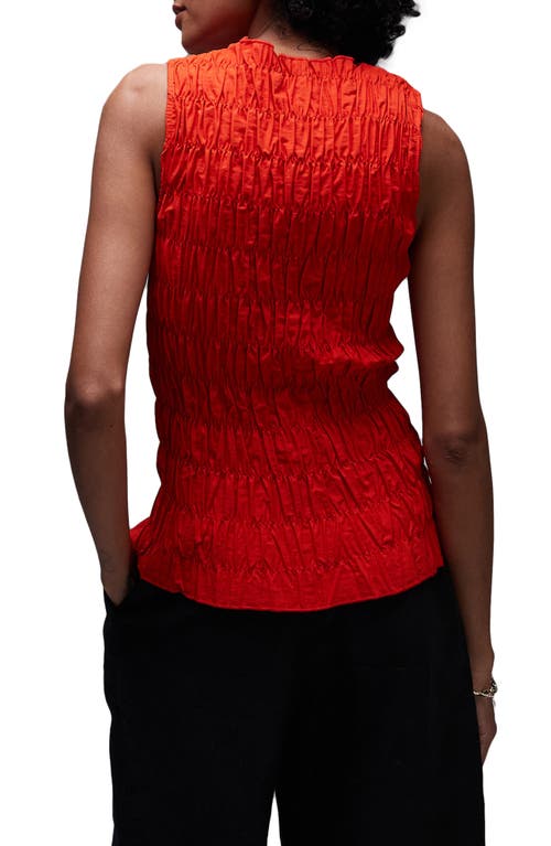 Topshop Smocked Tank In Red