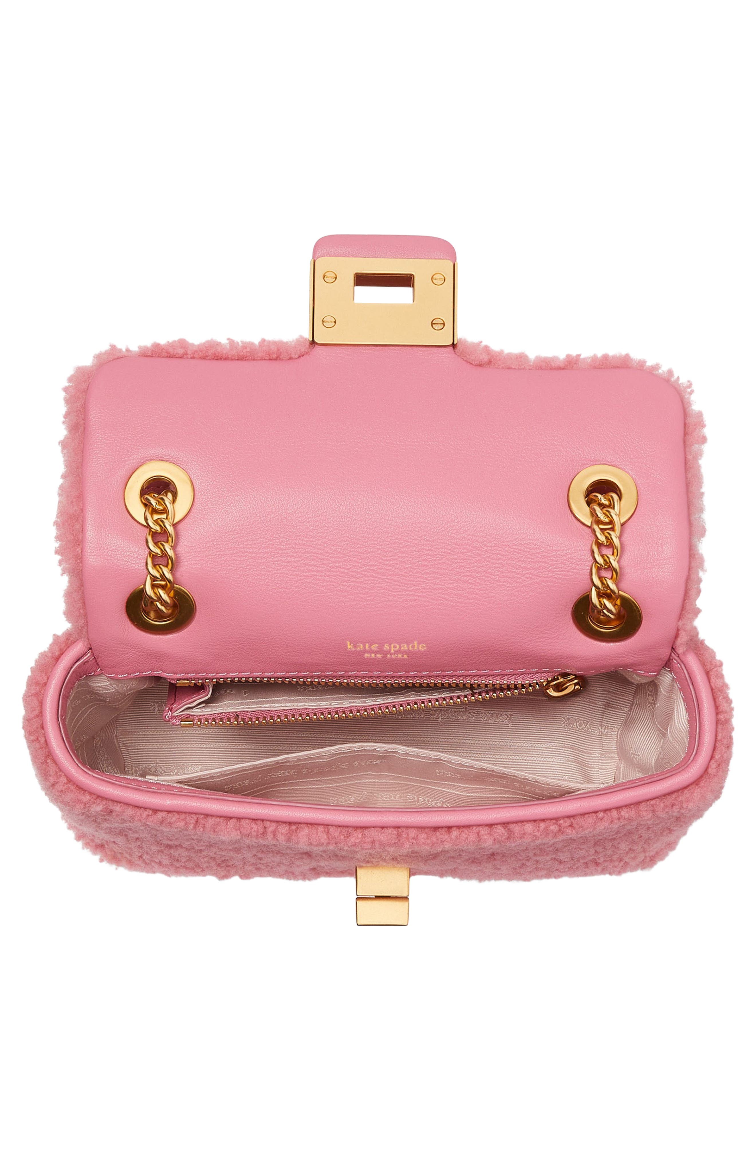 Kate Spade New York small evelyn faux shearling shoulder bag, Alternate, color, 