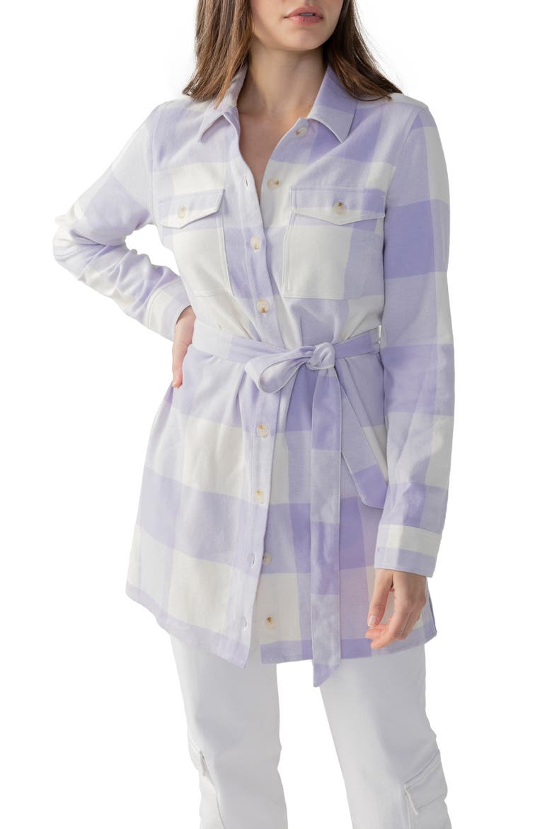 Brushed Plaid Tie Waist Long Sleeve Shirtdress, Alternate, color, WSTC