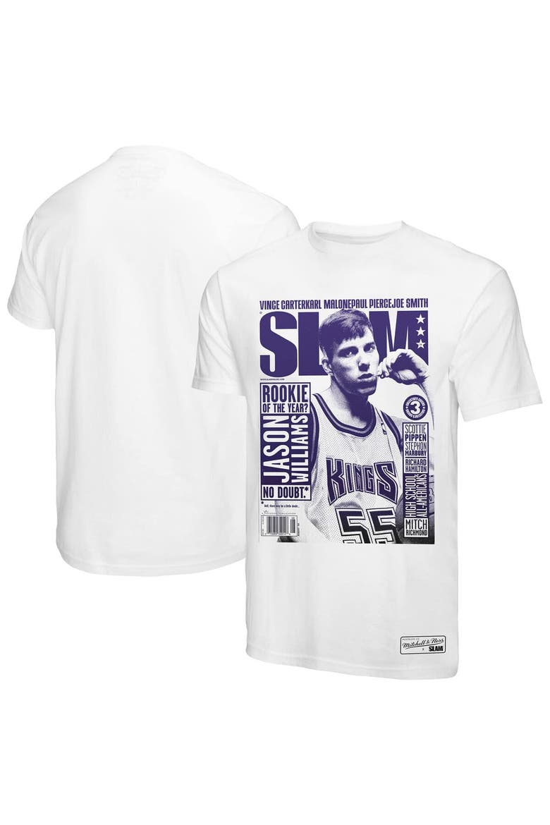 Men's Mitchell & Ness Jason Williams White Sacramento Kings SLAM Gradient T-Shirt, Alternate, color, White