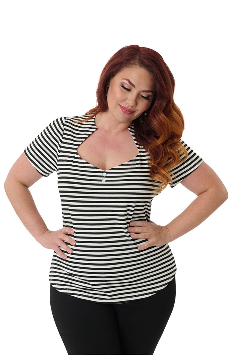 Unique Vintage Plus Size Pentagon Collar Knit Top, Main, color,