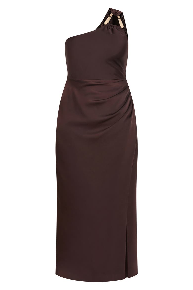 Jayne One-Shoulder Dress, Alternate, color, CHOCOLATE