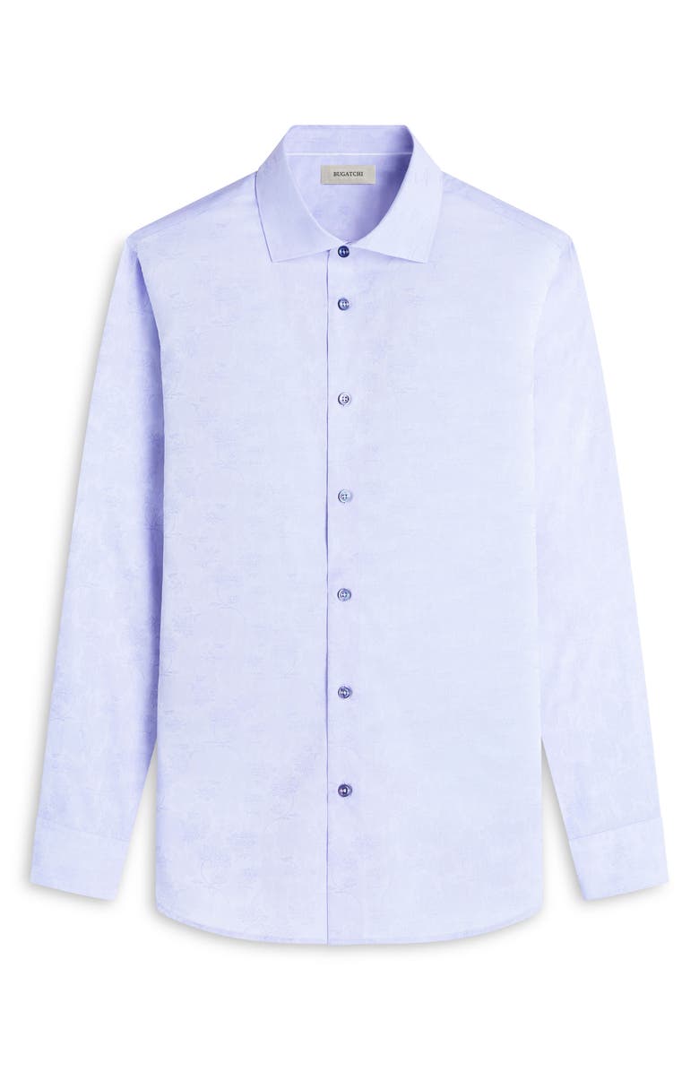 Bugatchi Axel Floral Jacquard Shaped Fit Button-Up Shirt, Alternate, color, Sky