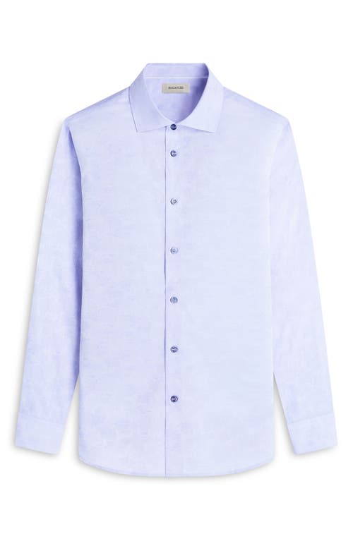 Bugatchi Axel Floral Jacquard Shaped Fit Button-up Shirt In Sky