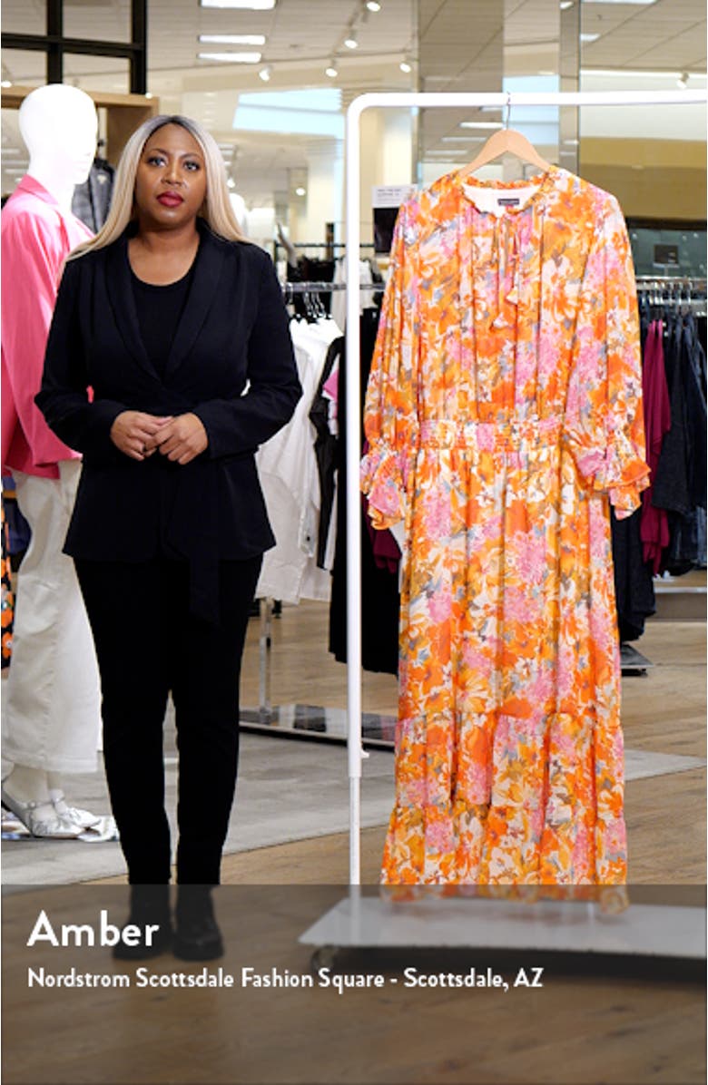 Floral Smocked Three Quarter Sleeve Maxi Dress, sales video thumbnail