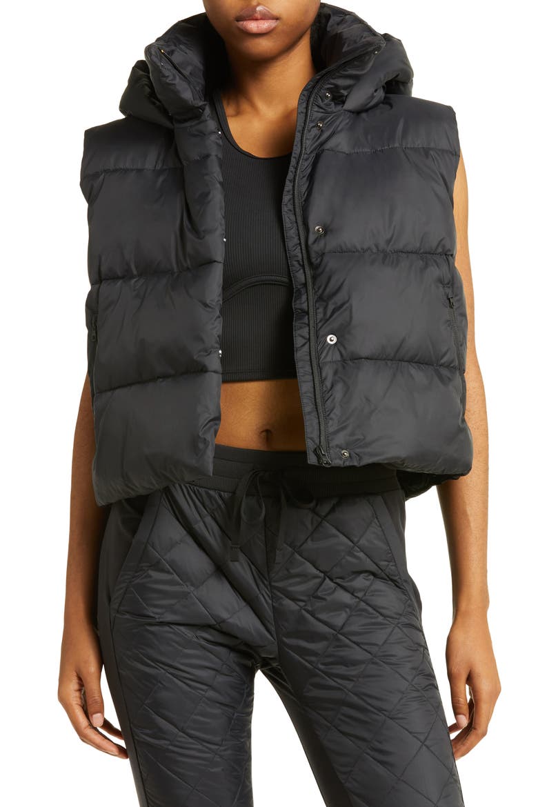 Gold Rush Hooded Puffer Vest, Main, color, BLACK
