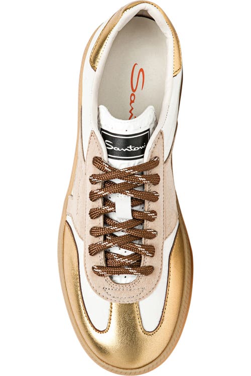 Santoni Leather And Suede Dbs Oly Sneaker In Multi