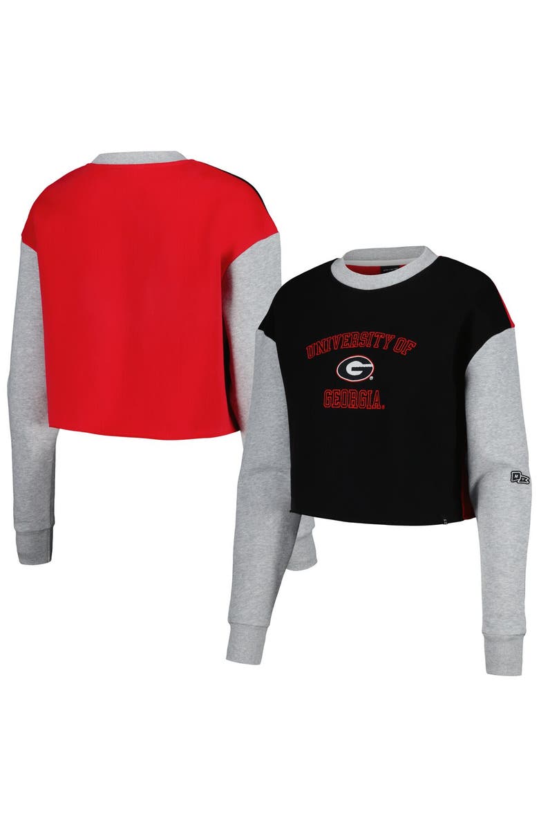 Hype and Vice Women's Hype and Vice Black Georgia Bulldogs Colorblock Rookie Crew Pullover Sweatshirt, Main, color, Black