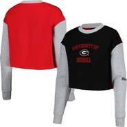 Hype and Vice Women's Hype and Vice Black Georgia Bulldogs Colorblock Rookie Crew Pullover Sweatshirt