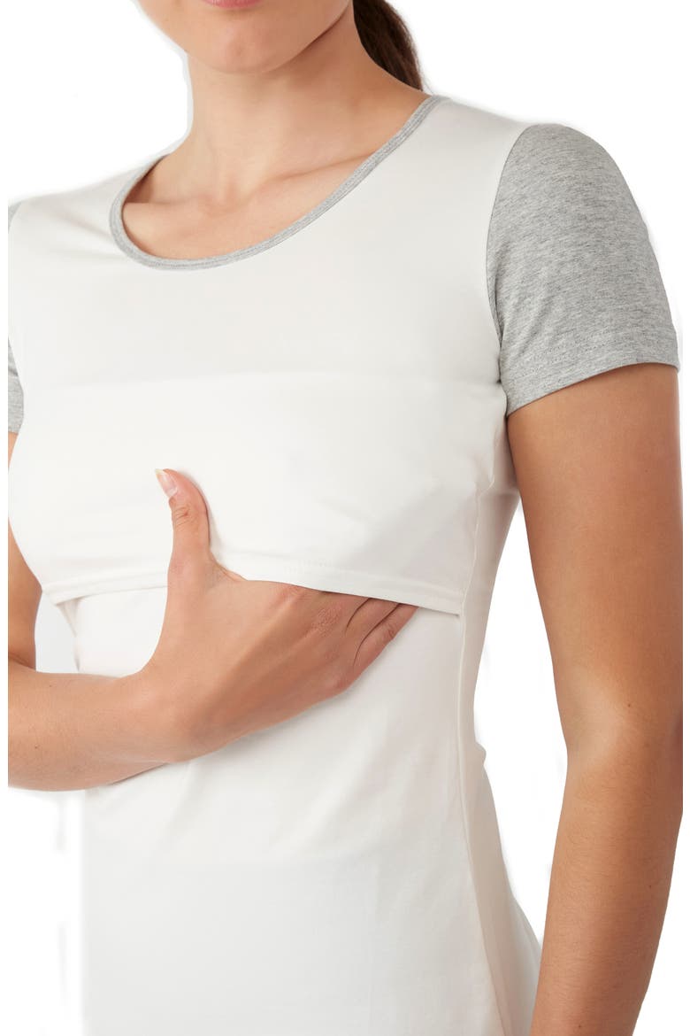 Maternity/Nursing Tee, Alternate, color, EGGSHELL/ GREYMIX MELANGE