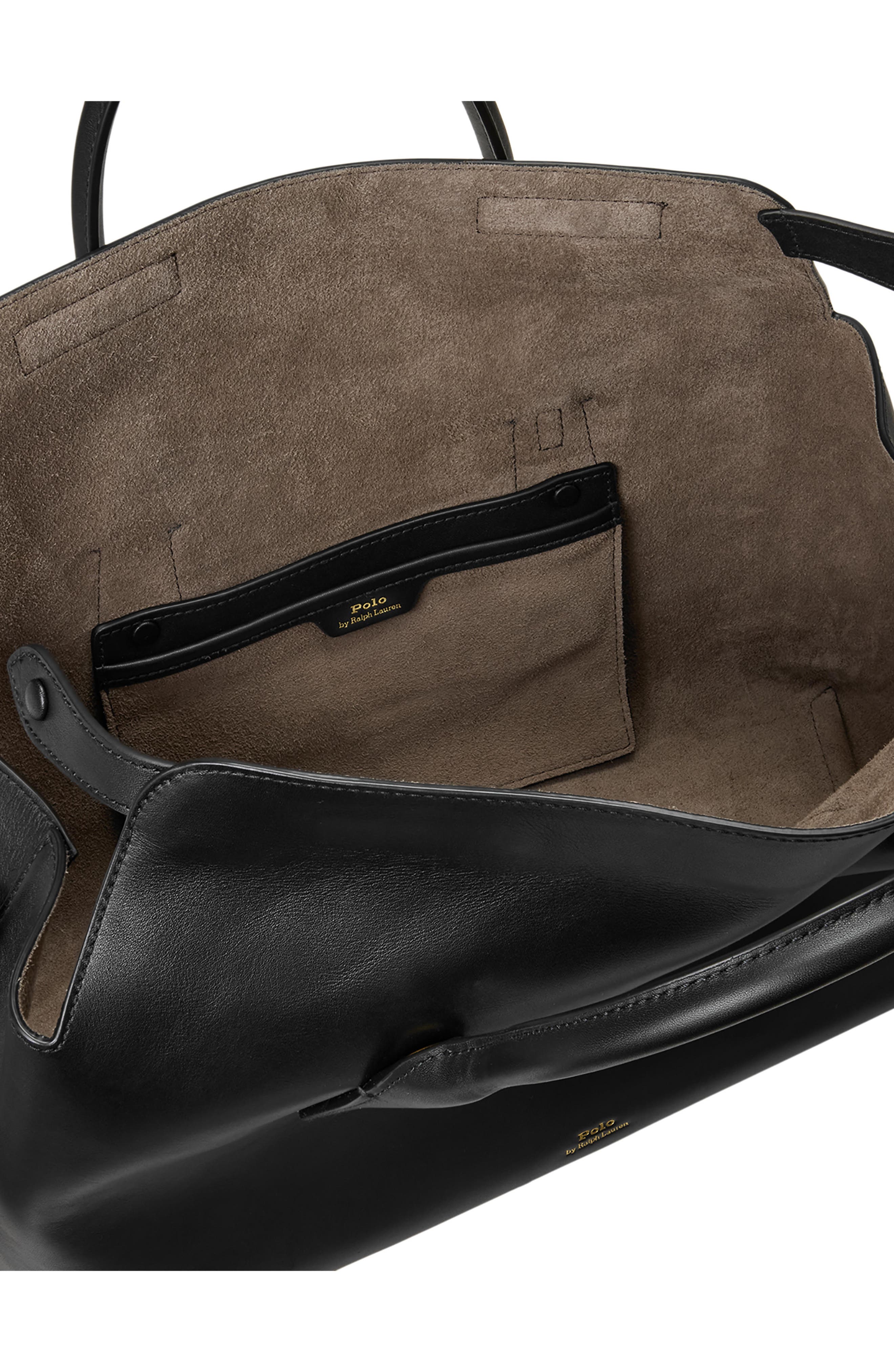 Polo Ralph Lauren Bellport Leather Satchel, Alternate, color, Black
