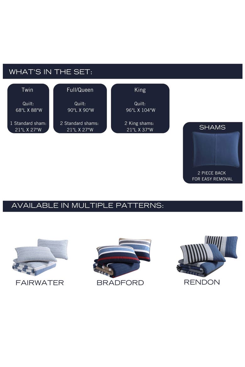 Fairwater Quilt & Sham Set, Alternate, color, BLUE