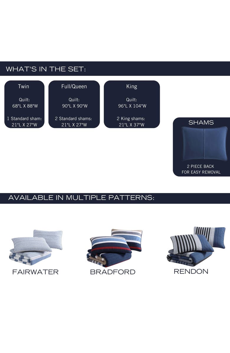 Nautica Fairwater Quilt & Sham Set, Alternate, color, Blue