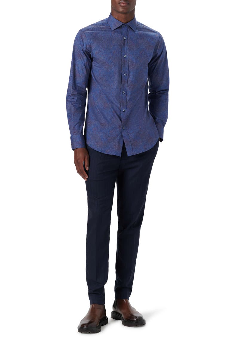 Classic Fit Herringbone Stretch Cotton Button-Up Shirt, Alternate, color, INDIGO