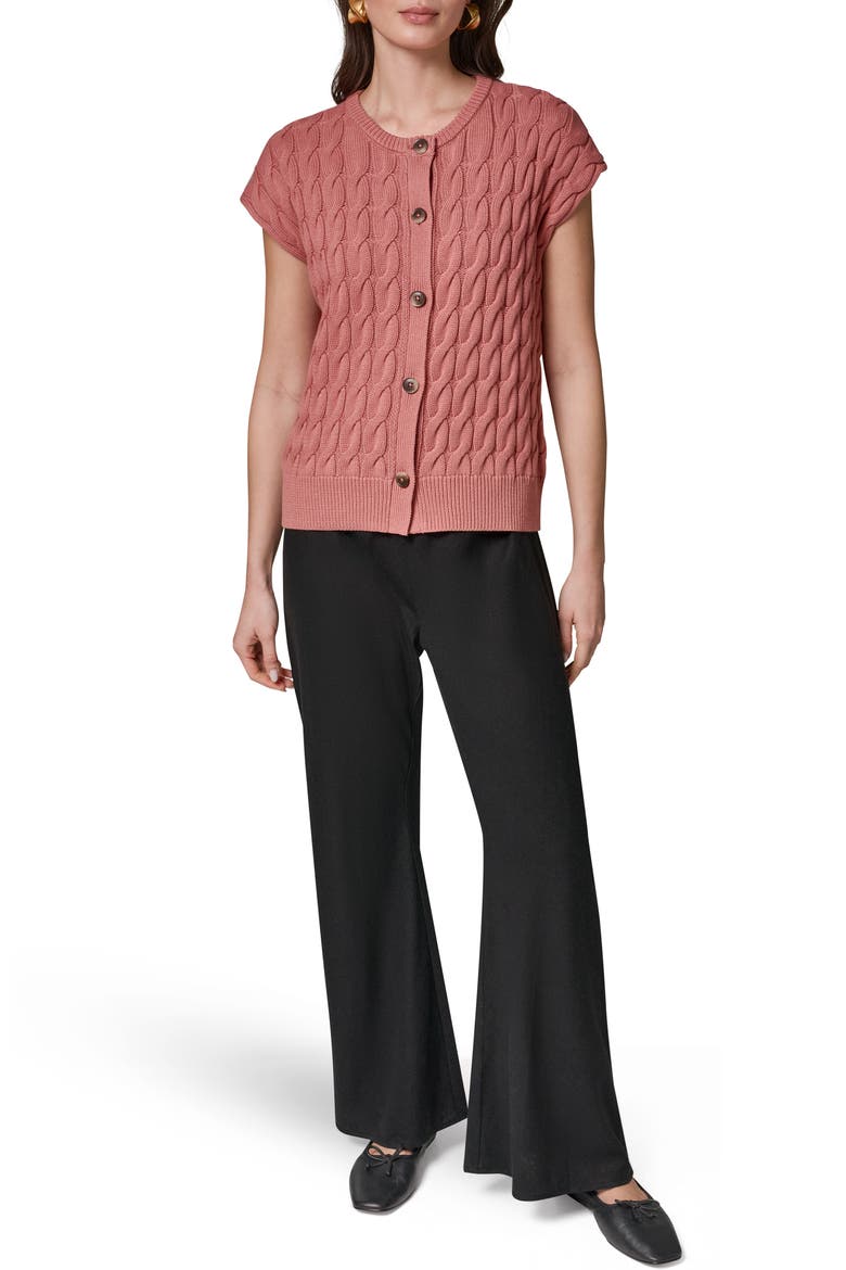 Extended Shoulder Cable Cardigan, Alternate, color, DESERT CLAY
